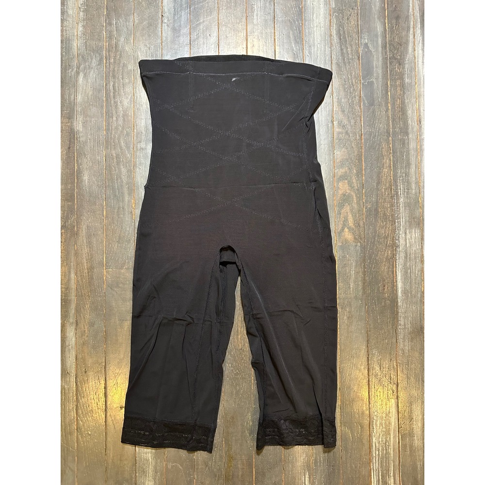 High‎ Waisted Shaper Shorts Black Tummy Control Lace Trim XL/2XL